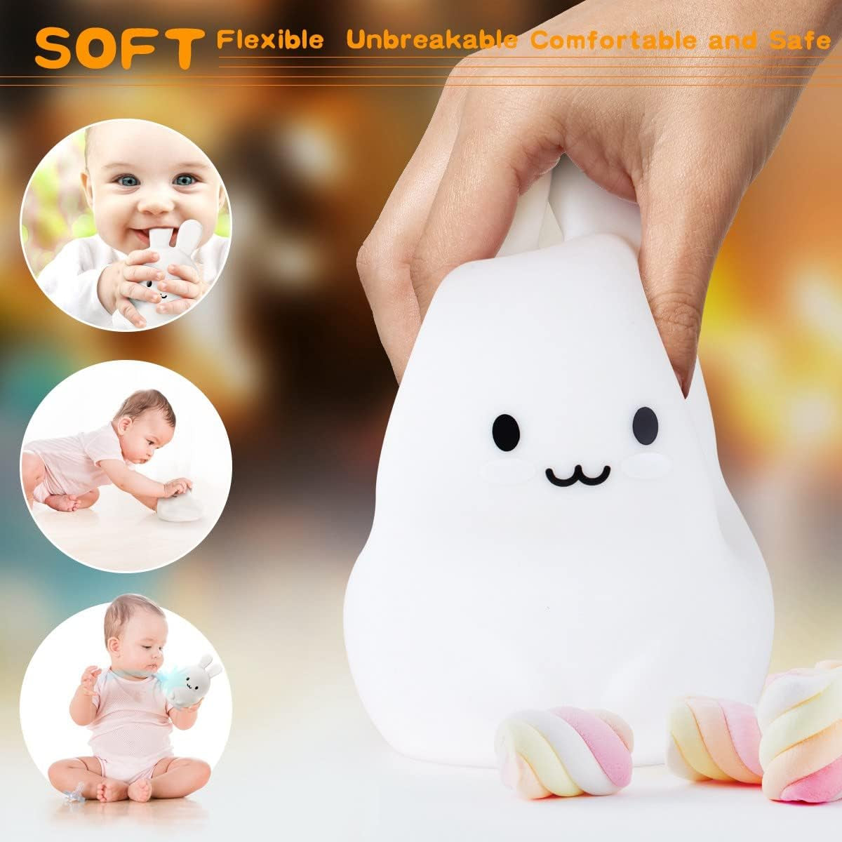 SILICONE  BEAR WHIT CHANGE LED Night Lights 